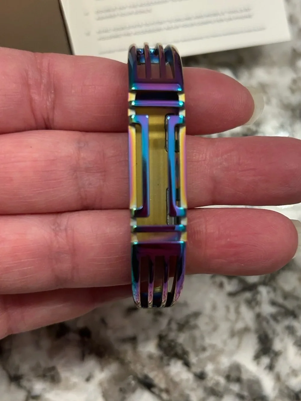 Tory Burch Fitbit Multi-Color Rainbow Metal Hinged Bracelet New in box